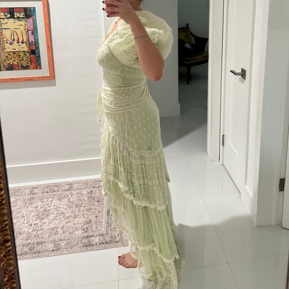 LoveshackFancy Cayden Silk Dress GREEN - Picture 7 of 17